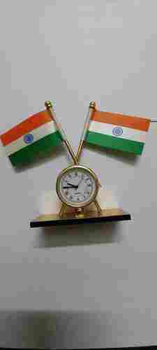 Indian Flag with Clock for Office Table