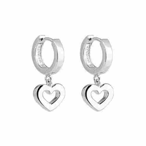 925 Sterling Silver Handmade Petite CutOut Heart Drop Stud Earrings