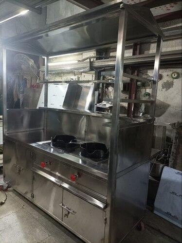 Silver Stainless Steel Chinese Fast Food Cart