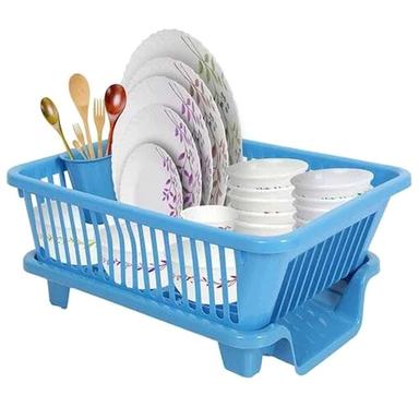 Blue Plastic Kitchen Dish Drainer Rack