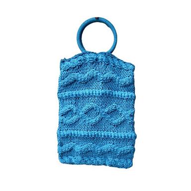 Blue Kft-20 Cotton Crochet Hand Knitted Bag
