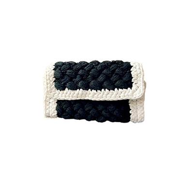 White & Black Kft-34 Chindi Crochet Clutch Bag