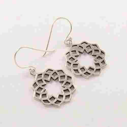 925 Sterling Silver Handmade Flower Style Geometric Design Earrings