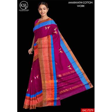 Different Available Amaravathi Cotton Work Embroidery Sarees