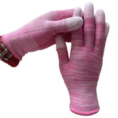 Printed Pink Pu Coated Gloves