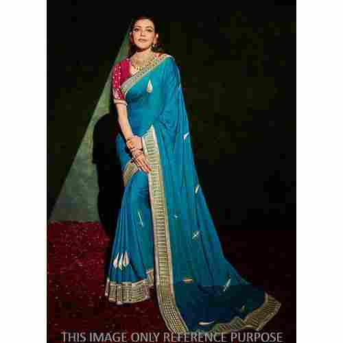 Traditional Azure Blue South Silk Designer Saree