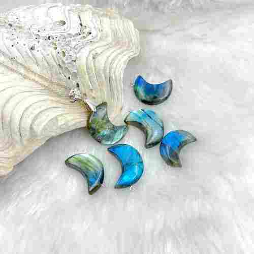 Natural Gemstone Labradorite Jewelry Moon Shaped Crystals Pendants