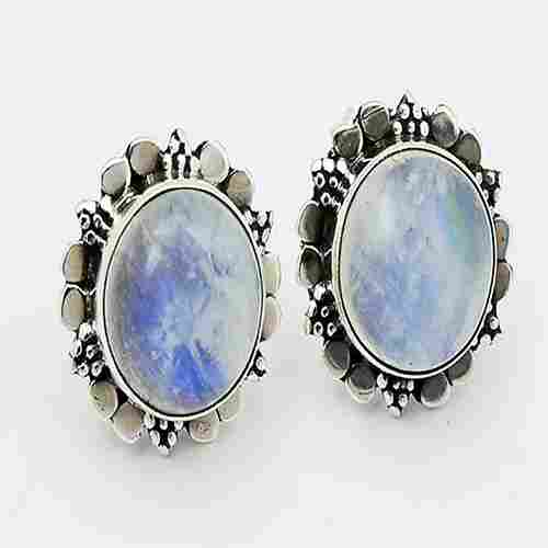 Sterling silver 92.5 % Rainbow Moon Stone  Earrings
