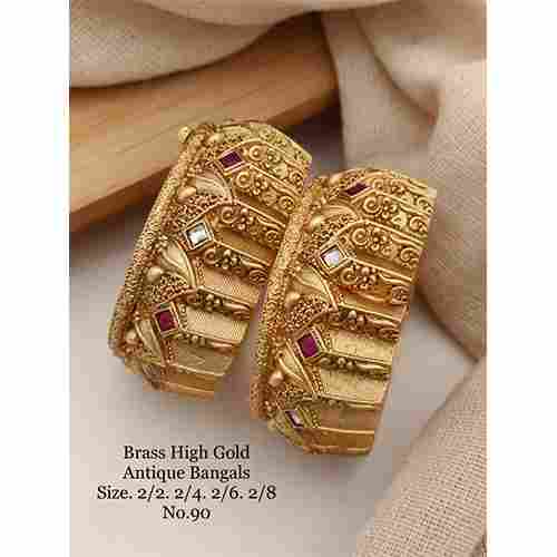 90 Brass High Artificial Gold Antique Bangles