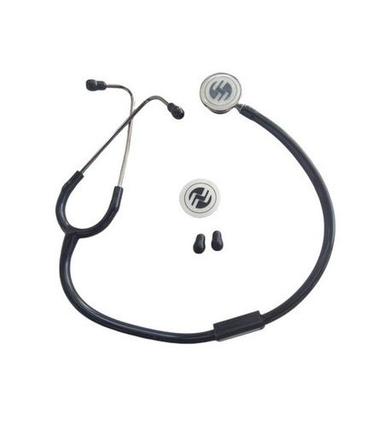 Chrome Plated Headset Comfortably Angled. Chrome Plated Metal Ring. Stethoscope Medical Instrument