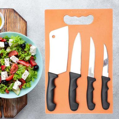 Multi / Assorted Chopping Board With Knife Set (Pack Of 5 (2572)