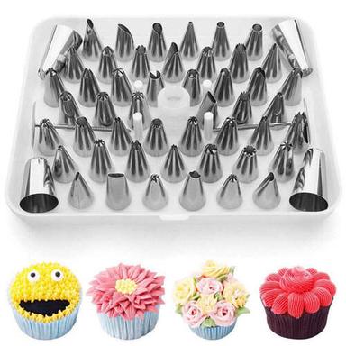 Silver Cake Nozzle Set (55Pcs) And Cake Nozzle Tool Used For Making Cake And Pastry Decorations (4722)
