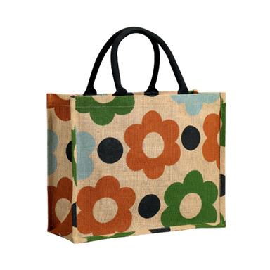 Multicolor Floral Printed Jute Shopping Bag