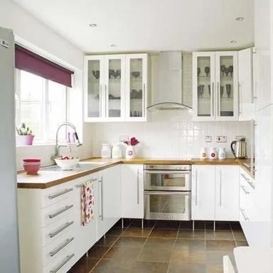 White Wooden Modular Kitchen