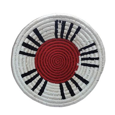 White-Black-Maroon Handicraft Sabai Grass Designer Wall Plate