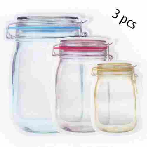 Plastics Transparent Jar Shaped Stand-up Pouch With Zipper (0855)