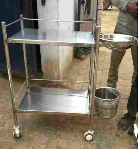 SS Dressing Trolley 2 Shelves with Attachment KAY2K-4101