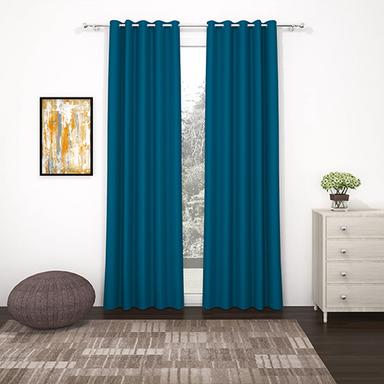 Blue Plain Door Curtains