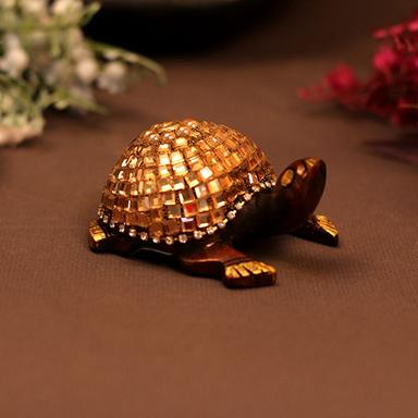 Golden 2X2X1 Inch Wooden Small Decortive Tortoise