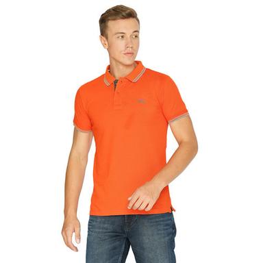 Different Available Mens Orange Color Collar T-Shirts
