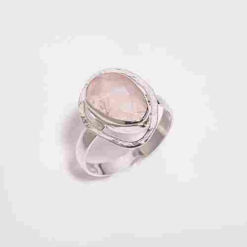 Rose Quartz Pear Cut Gemstone 925 Sterling Silver Ring Women Fashion Ring Exporter