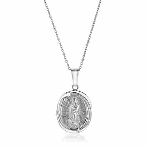 Guadalupe Medal Silver Pendant Necklace