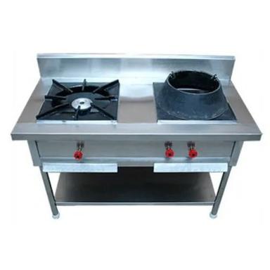 Stainless Steel Chinese Two Burner Cooking Range