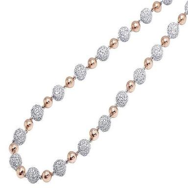 Diamond Chain Two Tone Rose And White Gold 25 Ct 10K Gold For Mens Diamond Carat Weight: 24.5 Carat