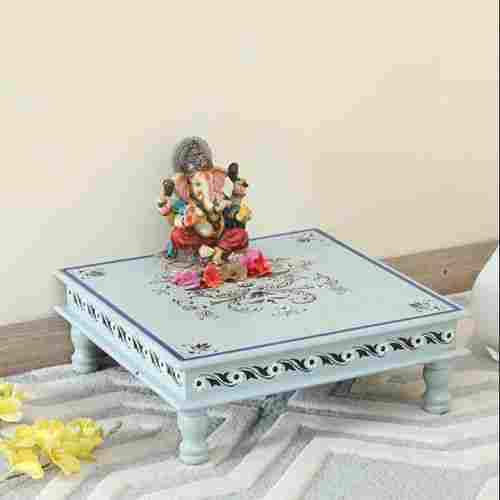 Classic Grey Wooden Hand Painted Chowki