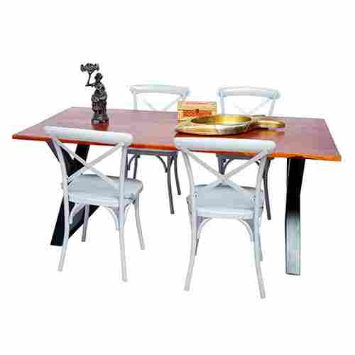 X Dinning Table With Silver Chair