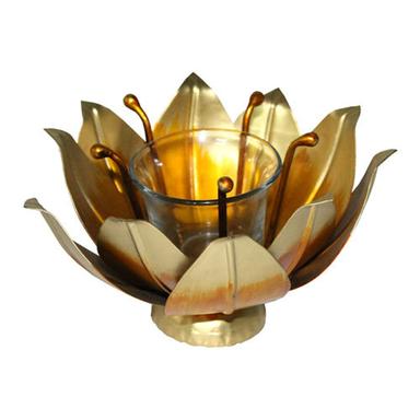 Golden Open Lotus Tea Light