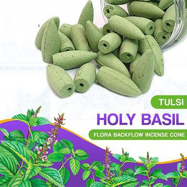 Green Tulsi Holy Basil Flora Bckflow Incense Cone