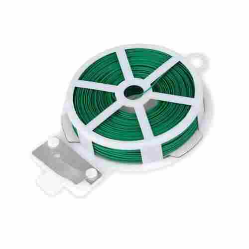 PLASTIC TWIST TIE WIRE SPOOL WITH CUTTER FOR GARDEN YARD PLANT 50M (GREEN) (0873)