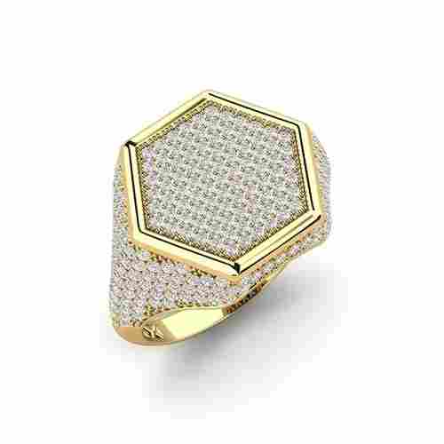 Hip Hop Lab Grown Diamond Ring In 10k Yellow Gold For Mens