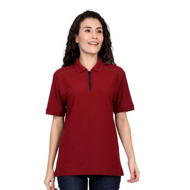Maroon Women Red Color Unisex Sporty Polo T-Shirt