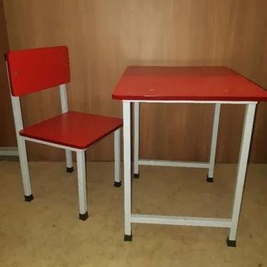 Red-White Single Seater Table With Chair For Kid