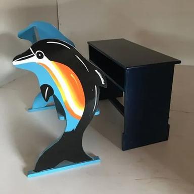 Black-Blue Kids Dolphin School Bench And Desk