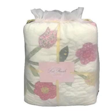White-Multicolor Fabric Tissue Cotton Pouch