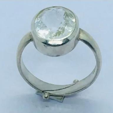 Round White Topaz Adjustable Ring