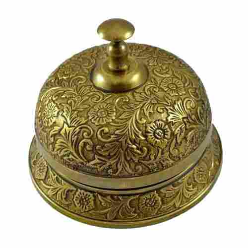 Brass Engraved Counter Bell Ornate Desk Bell Calling Bell