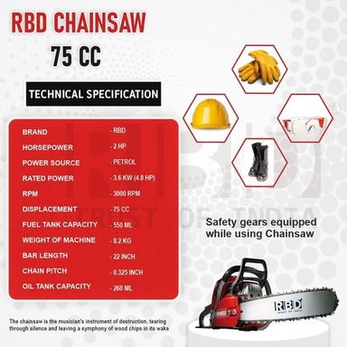 Red Rbd Chain 75Cc With 22 Inch Bar