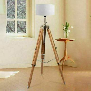 Teak Wood Big Tripod Floor Lamp Stand Light