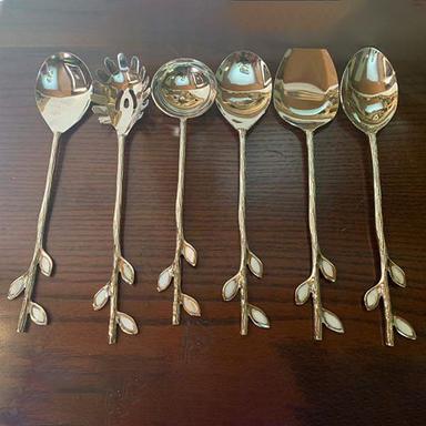 As Per Availability Handles Serving Spoons Gold Leaf Design