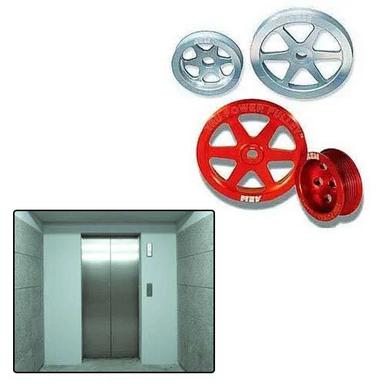 Silver & Red Casting Iron Combined Pulley For Elevator