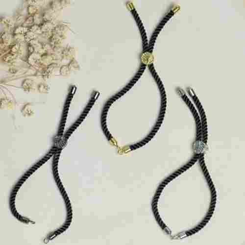 Black Bracelet Cord With Sliding Slider Stopper Beads