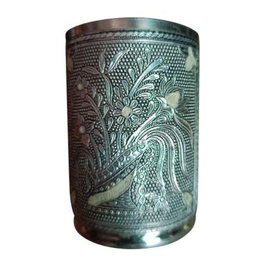 Silver Steel Glass With Meenakari Art