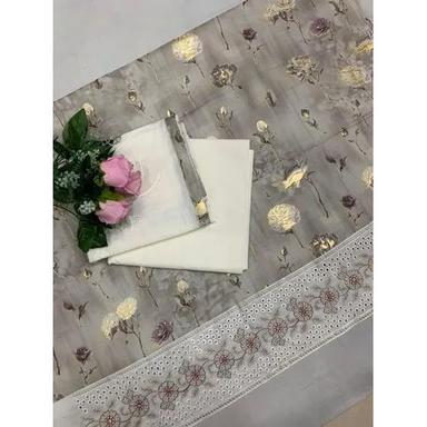 Gray Pure Cotton Suits With Embroidery