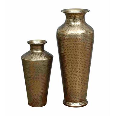Brown Brass Color Flower Vase Decor Set Of 2