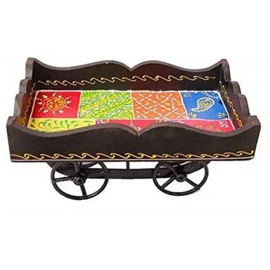 Brown-Multicolour Wooden Thela Serving Tray
