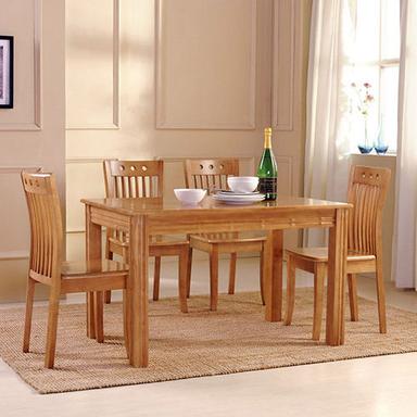 Machine Made Light Brown 6 Set Dining Table